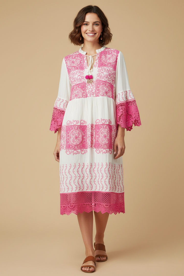 Isla Embroidered Midi Dress