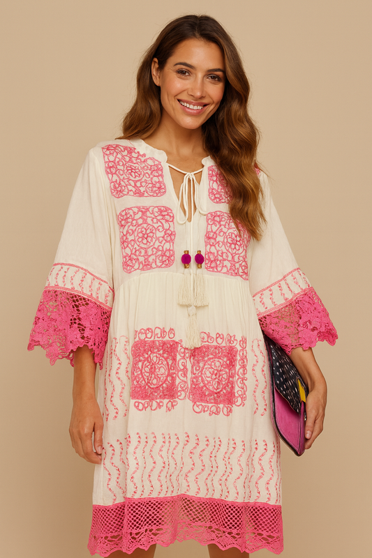 Isla Embroidered Midi Dress